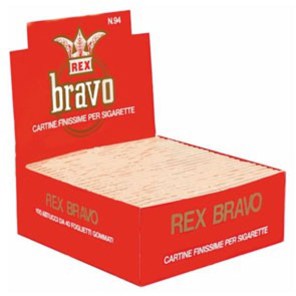 REX BRAVO CARTINE CORTE BIANCHE FINISSIME GOMMATE - 100 PACCHETTI :: intbus  - articoli per fumatori a prezzi da ingrosso