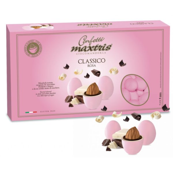 CONFETTI MAXTRIS CLASSICO ROSA MANDORLA CIOCCOLATO BIANCO E FONDENTE 1 KG.  CONFE